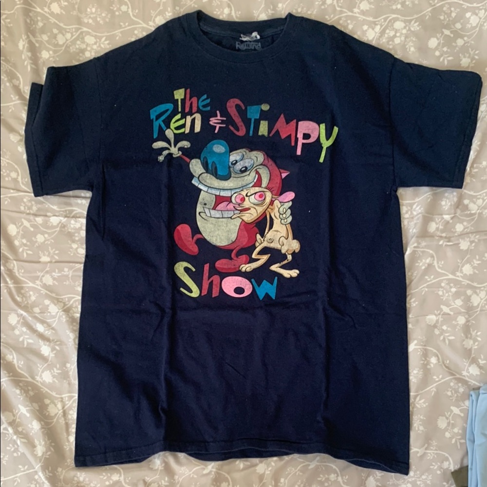 Nickelodeon Blue Ren & Stimpy Cartoon Tee